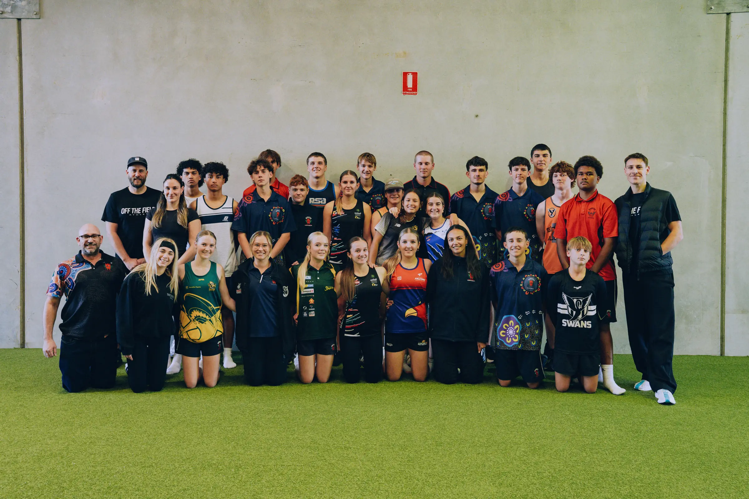 A school group on the floor at Off The Field